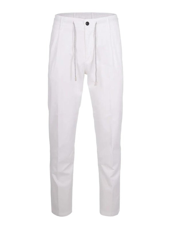 ELEVENTY: casual trousers - White Elasticated Jogger Pants