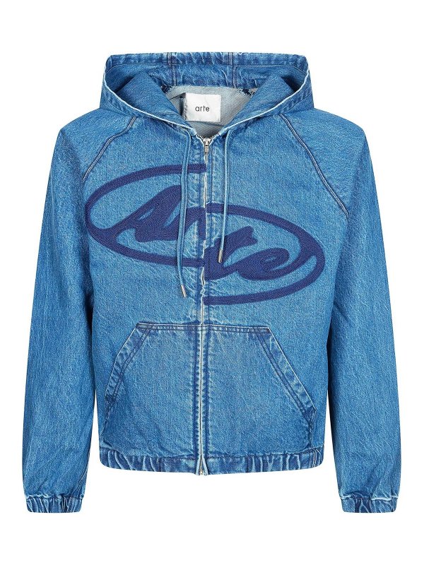 ARTE: denim jacket - Split Logo Denim Hood Jacket