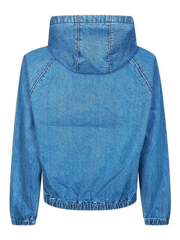 ARTE: denim jacket online - Split Logo Denim Hood Jacket