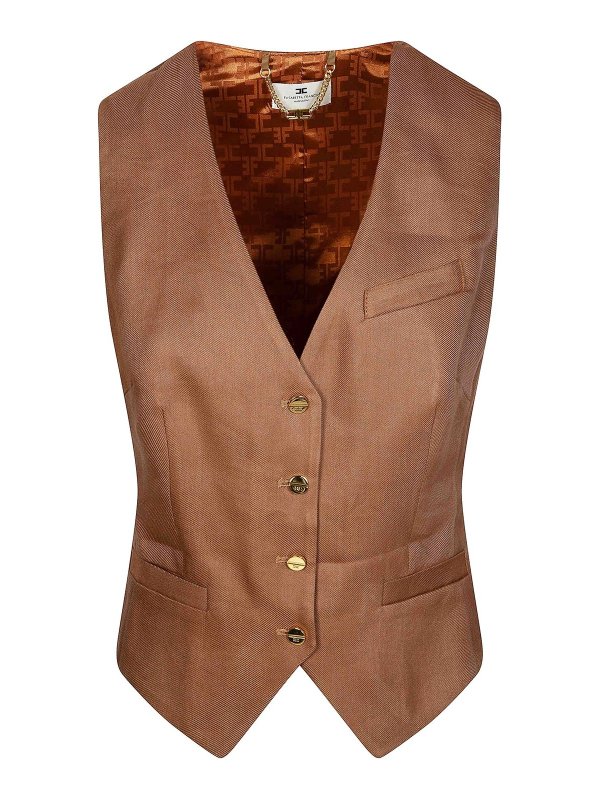 ELISABETTA FRANCHI: Chalecos  - Chaleco - Marrón