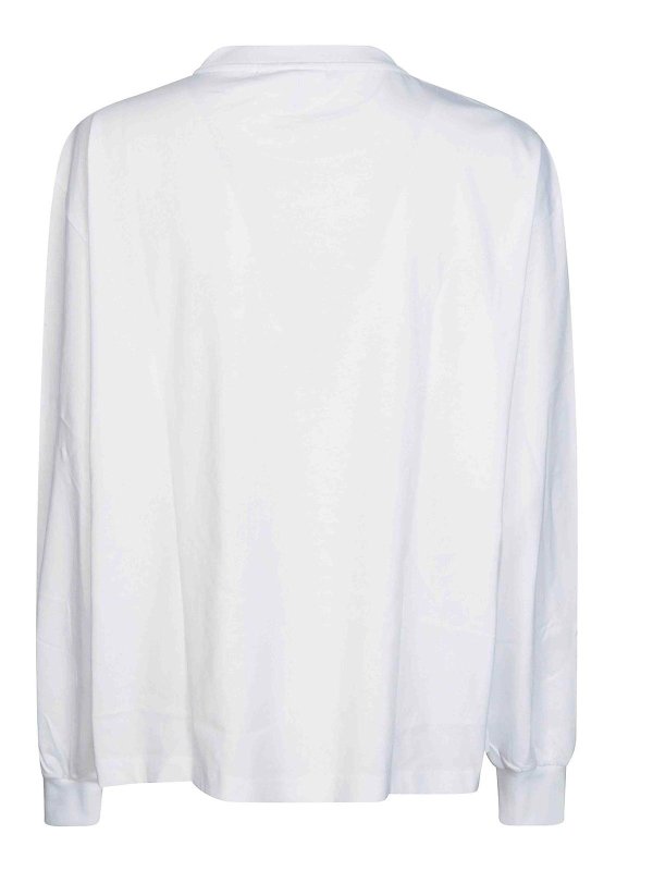 GANNI: t-shirt online - Jersey basic di cotone a maniche lunghe