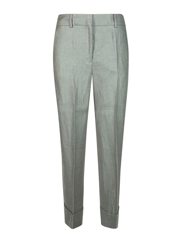 INCOTEX: pantaloni casual - Arlys Lino Dritto Risvolto