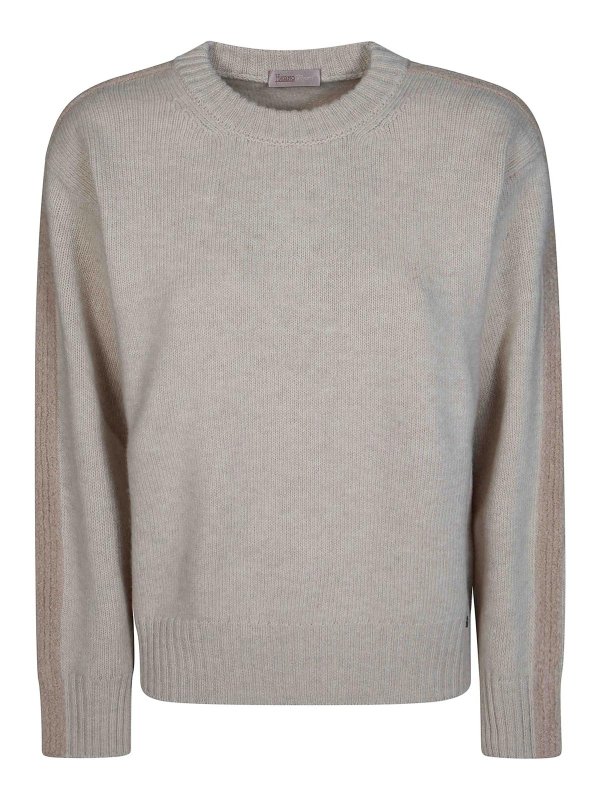 HERNO: Suéteres con cuello pico - Suéter Cuello Redondo - Beis