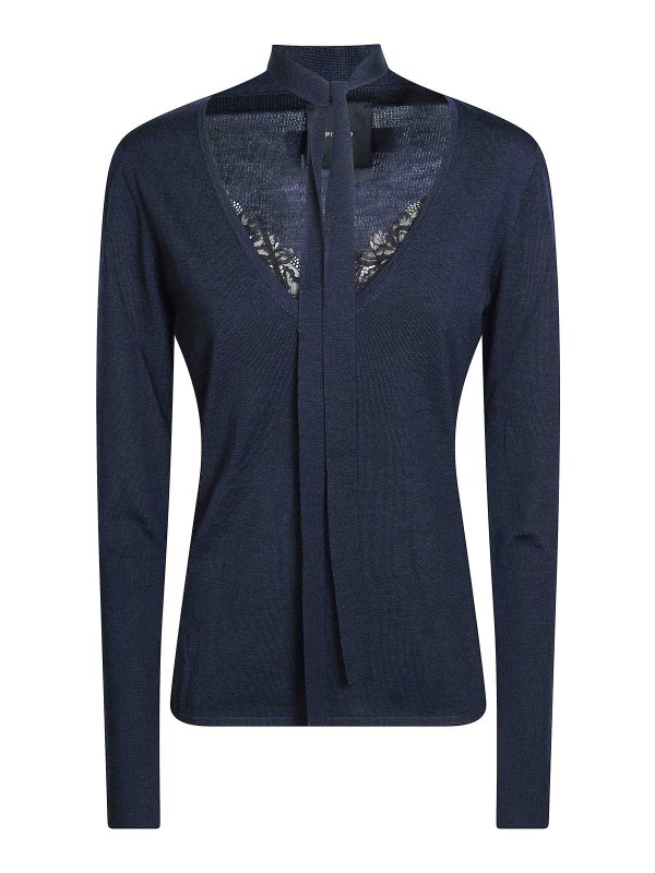 Pinko: Col en V - Pull À Col V - Bleu
