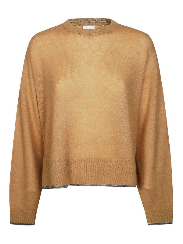 C.T. PLAGE: Strickpullover mit Rundhalsausschnitt - Rundhalspullover - Braun