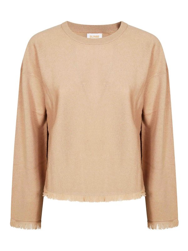 SUN 68: Pull col rond - Pull Col Rond - Beige