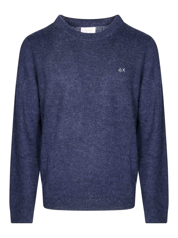 SUN 68: Strickpullover mit Rundhalsausschnitt - Rundhalspullover - Blau
