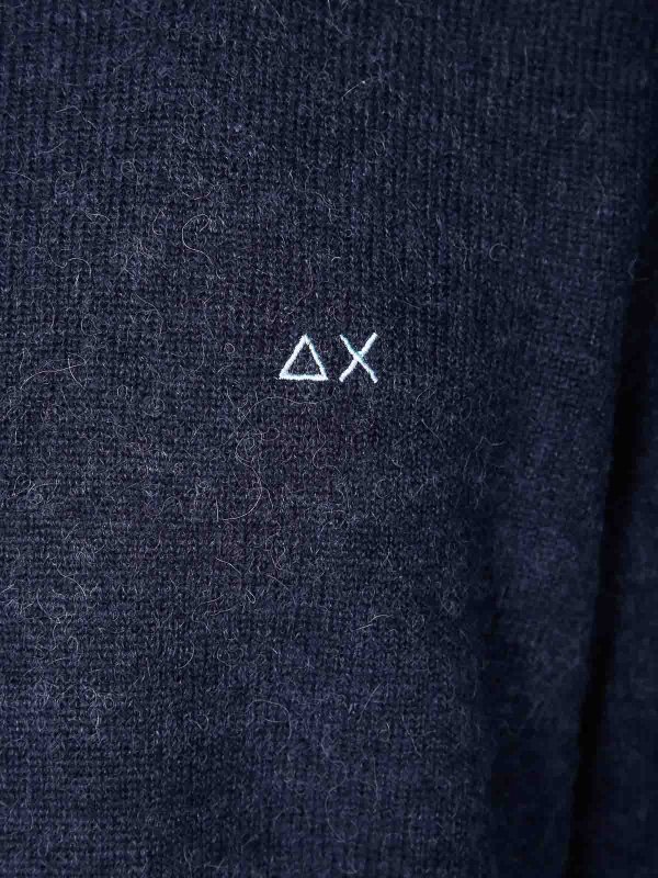 The Best Shops SUN 68: Strickpullover mit Rundhalsausschnitt - Rundhalspullover - Blau