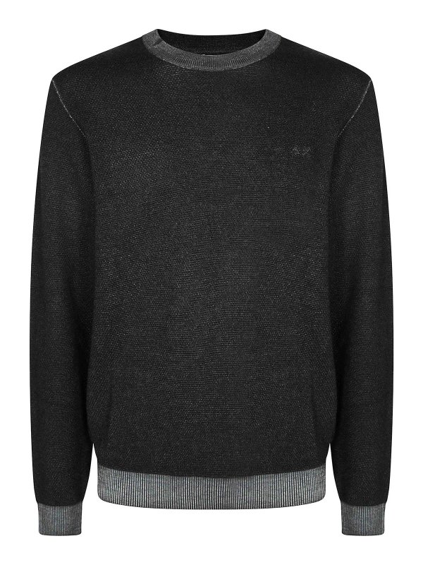SUN 68: Strickpullover mit Rundhalsausschnitt - Rundhalspullover - Schwarz