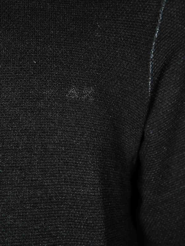 The Best Shops SUN 68: Strickpullover mit Rundhalsausschnitt - Rundhalspullover - Schwarz