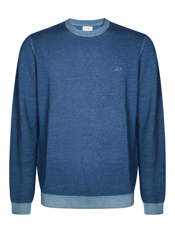 SUN 68: Strickpullover mit Rundhalsausschnitt - Rundhalspullover - Hellblau
