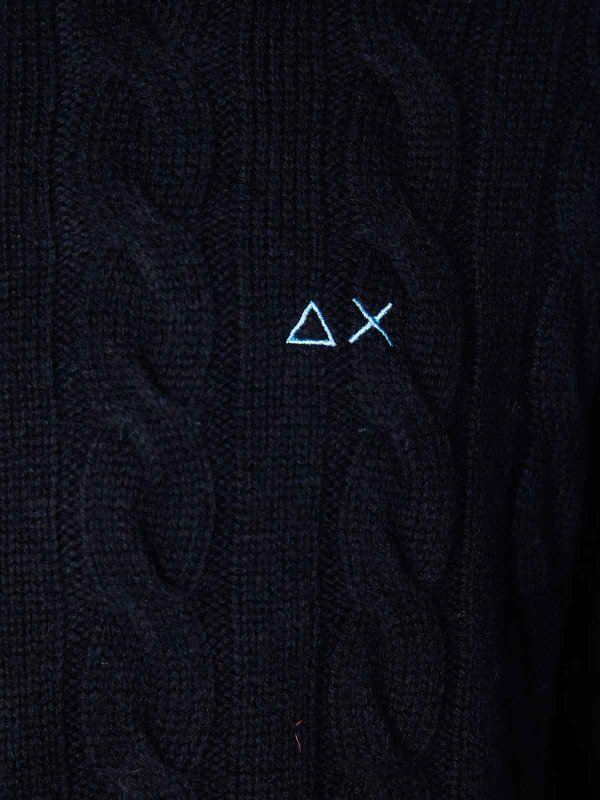 The Best Shops SUN 68: Strickpullover mit Rundhalsausschnitt - Rundhalspullover - Blau