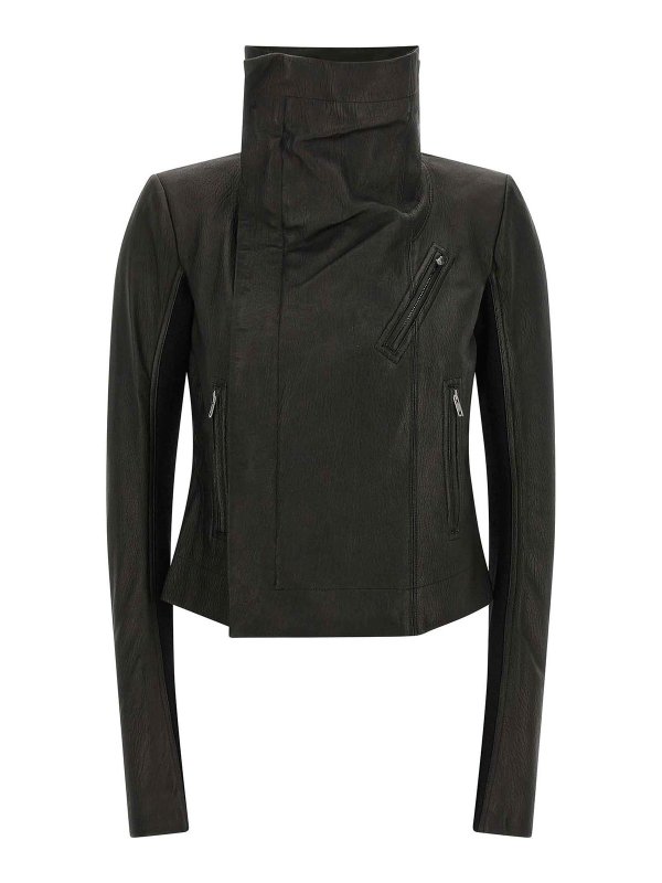 RICK OWENS: レザージャケット - レザージャケット - 黒