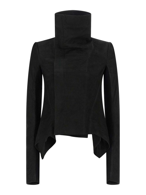 RICK OWENS: レザージャケット - レザージャケット - 黒