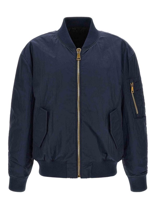 Balmain: bombers - Logo embroidery bomber jacket