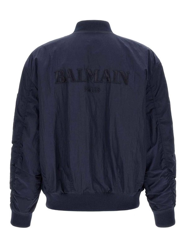 Balmain: bombers online - Logo embroidery bomber jacket