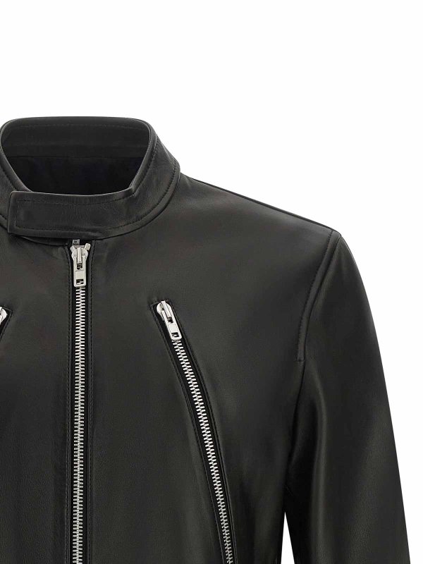 The Best Shops Maison Margiela: leather jacket - 5-zip