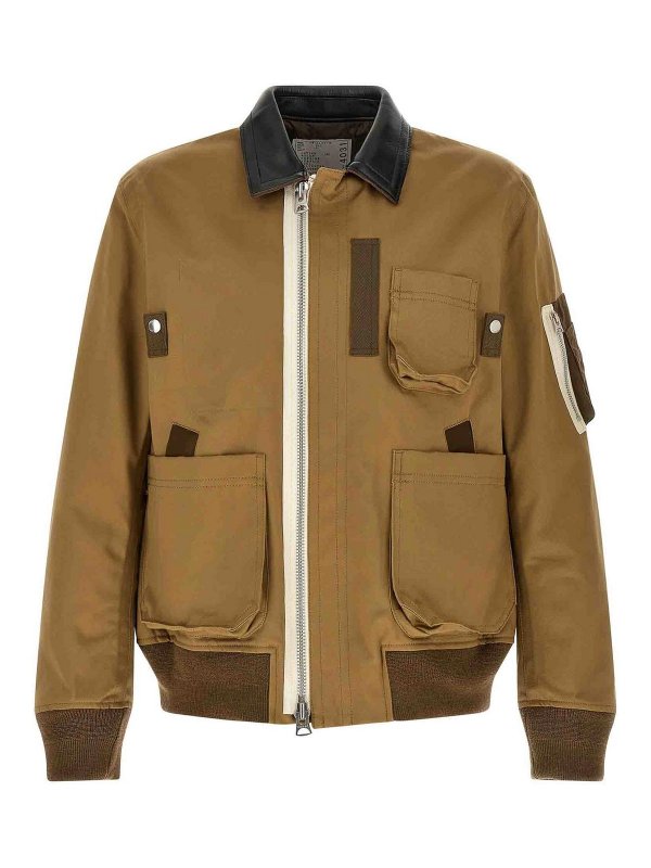 Sacai: レザーコート - レザーコート - ブラウン