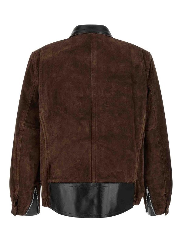 Sacai: leather coats online - Suede blouson