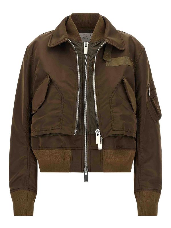 Sacai: cappotti al ginocchio online - Giubbotto doppio strato