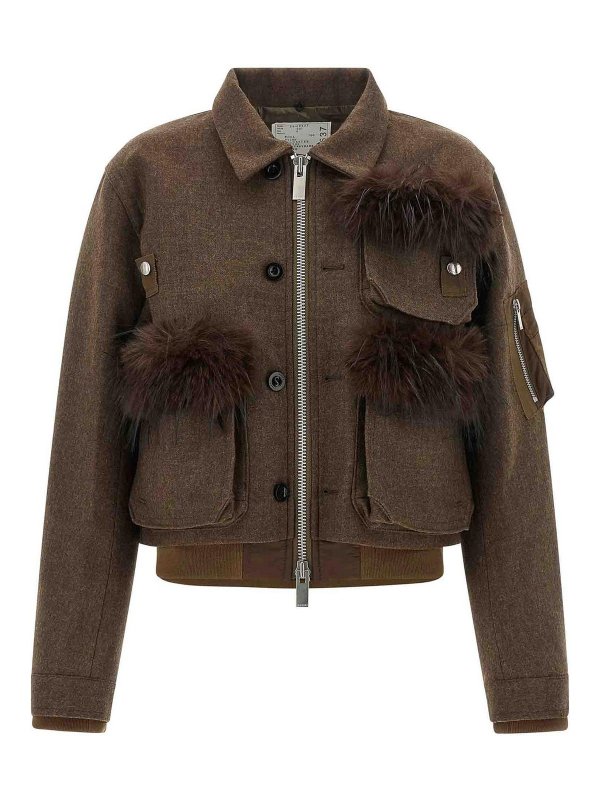 Sacai: ショートコート online - ショートコート - ブラウン
