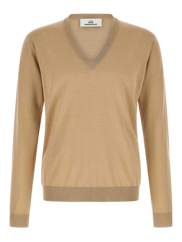 RIVVIA PROJECT: Strickpullover mit Rundhalsausschnitt - Rundhalspullover - Beige
