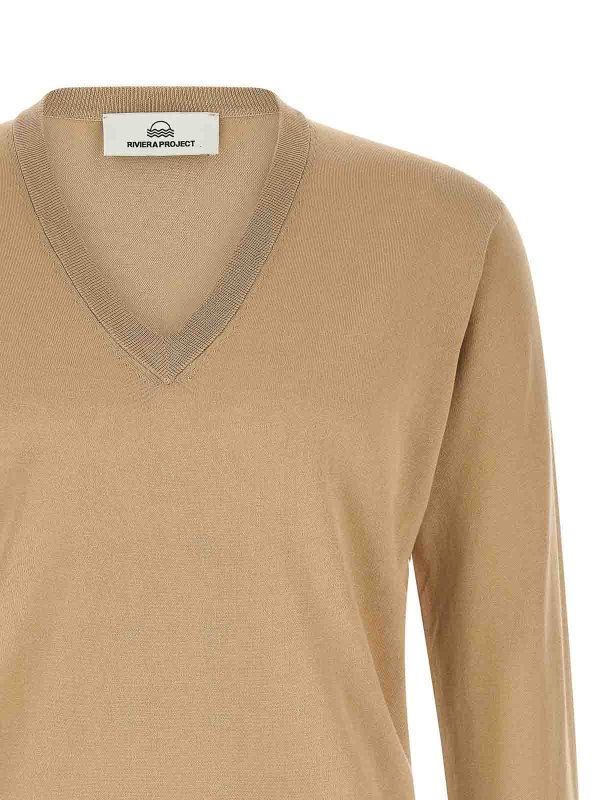The Best Shops RIVVIA PROJECT: Strickpullover mit Rundhalsausschnitt - Rundhalspullover - Beige