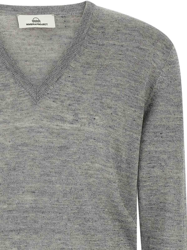 The Best Shops RIVVIA PROJECT: Strickpullover mit Rundhalsausschnitt - Rundhalspullover - Grau