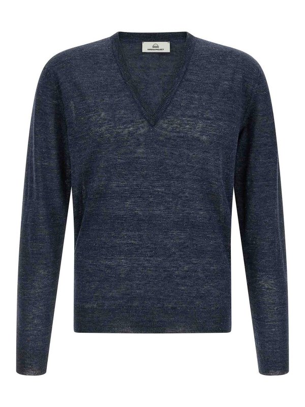 RIVVIA PROJECT: Strickpullover mit Rundhalsausschnitt - Rundhalspullover - Blau