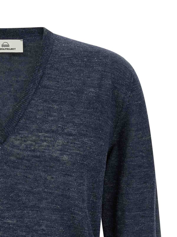 The Best Shops RIVVIA PROJECT: Strickpullover mit Rundhalsausschnitt - Rundhalspullover - Blau