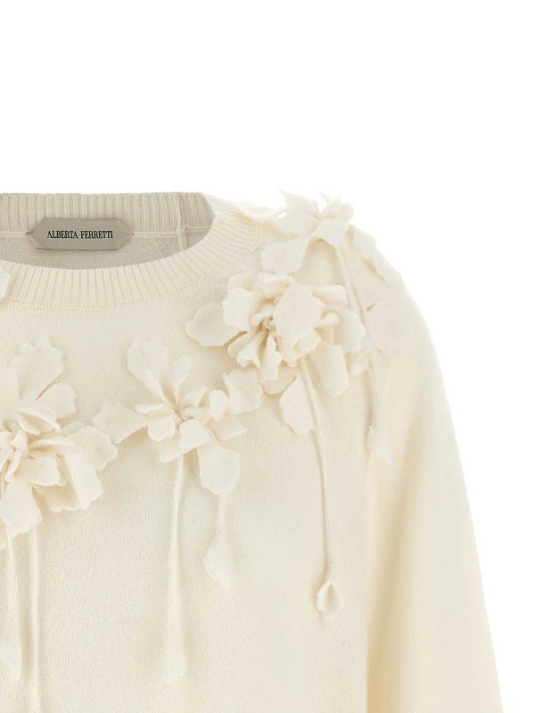 The Best Shops ALBERTA FERRETTI: Strickpullover mit Rundhalsausschnitt - Rundhalspullover - Weiß