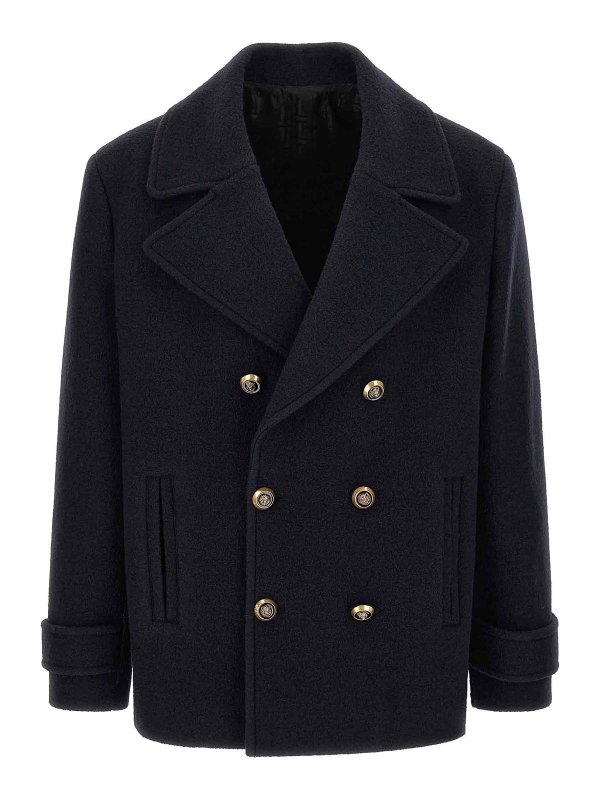 Balmain: Kurze Mäntel - Kurzer Mantel - Blau