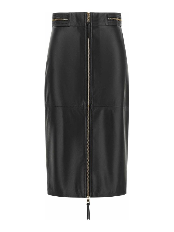 ELISABETTA FRANCHI: レザースカート - レザースカート - 黒