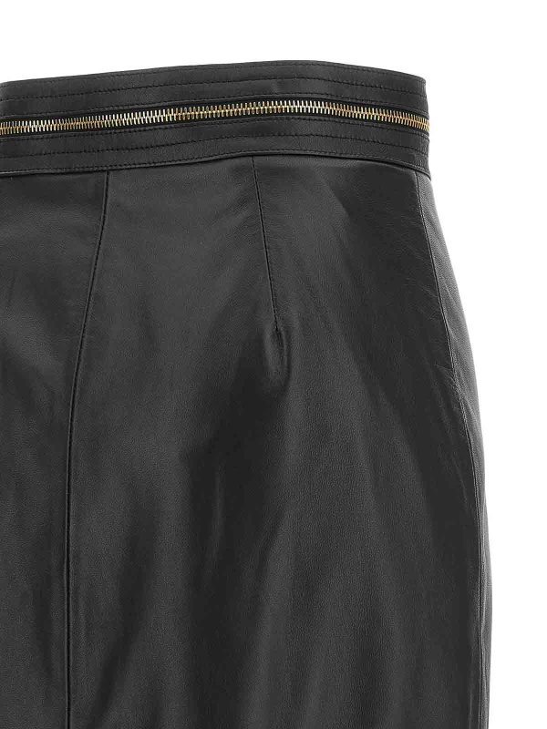 レザースカート - 黒 shop online: ELISABETTA FRANCHI