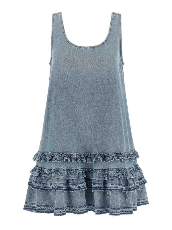 GANNI: Knielange Kleider - Knielanges Kleid - Hellblau