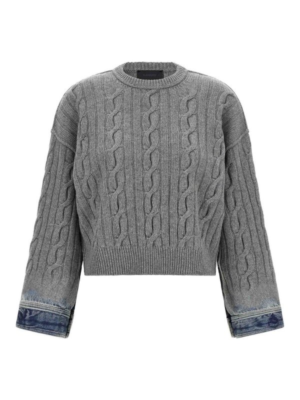 HAIKURE: Strickpullover mit Rundhalsausschnitt - Rundhalspullover - Grau
