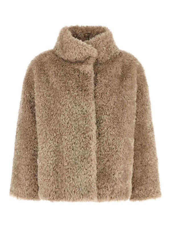 HERNO: short coats - Curled shearling effect coat