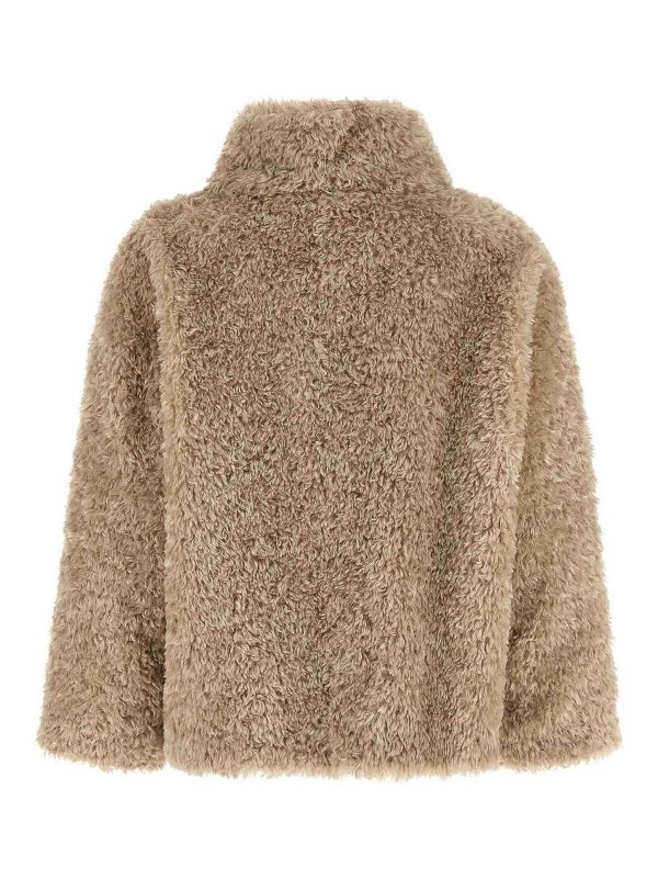 HERNO: short coats online - Curled shearling effect coat