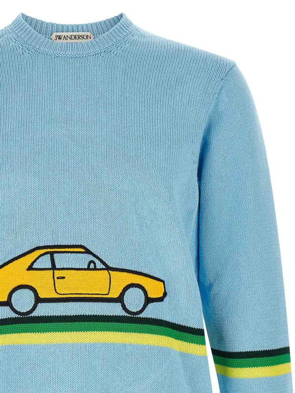 The Best Shops J.W. ANDERSON: Strickpullover mit Rundhalsausschnitt - Rundhalspullover - Hellblau