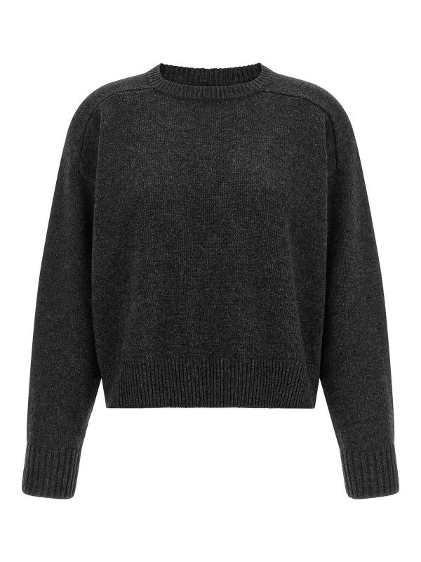 LOULOU STUDIO: Strickpullover mit Rundhalsausschnitt - Rundhalspullover - Grau