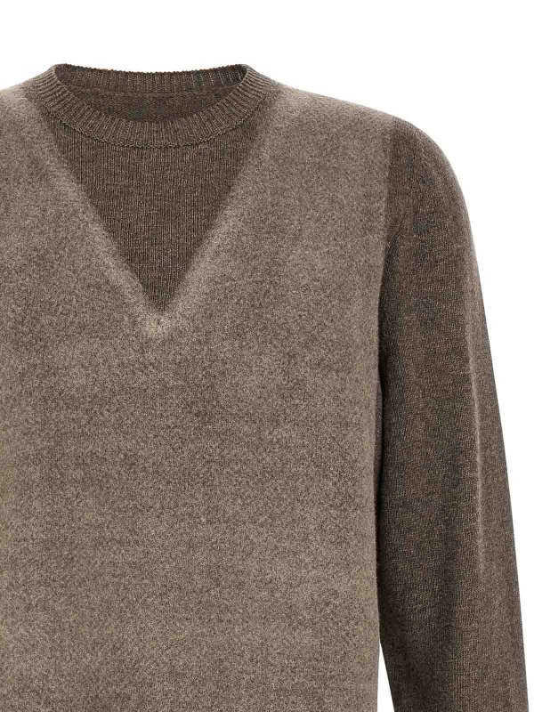 The Best Shops Maison Margiela: Strickpullover mit Rundhalsausschnitt - Rundhalspullover - Braun