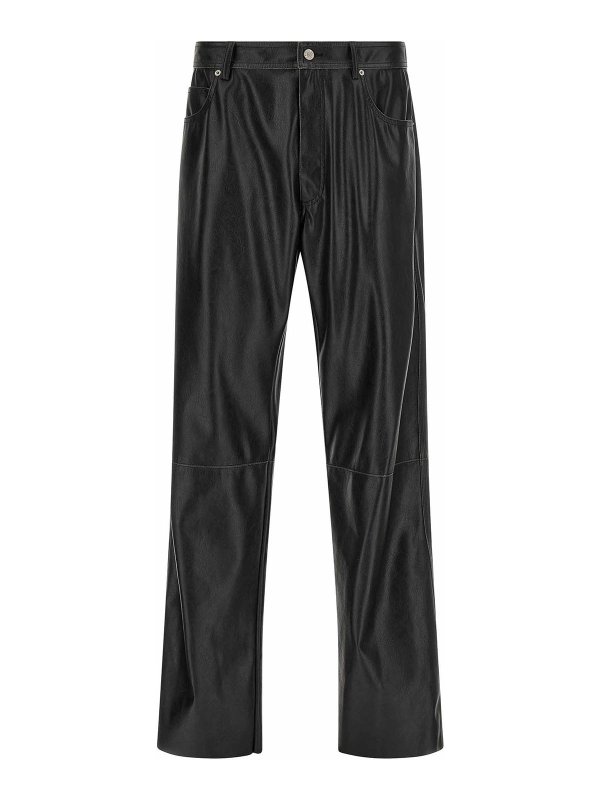 MM6 MAISON MARGIELA: レザートラウザー - レザーパンツ - 黒