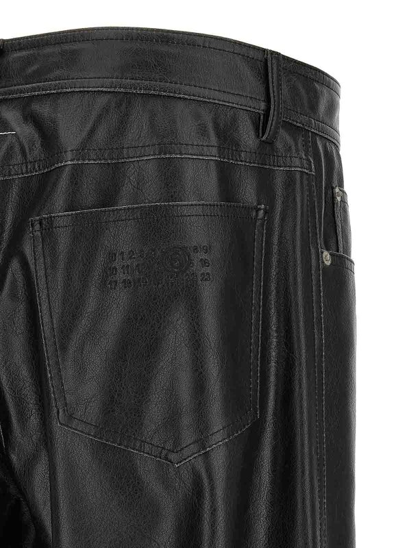 レザーパンツ - 黒 shop online: MM6 MAISON MARGIELA
