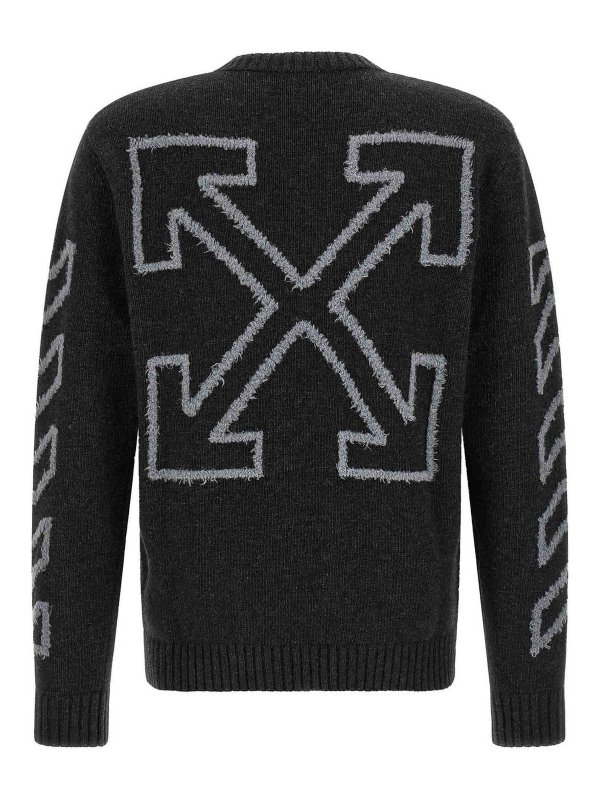 OFF-WHITE: Strickpullover mit Rundhalsausschnitt online - Rundhalspullover - Grau