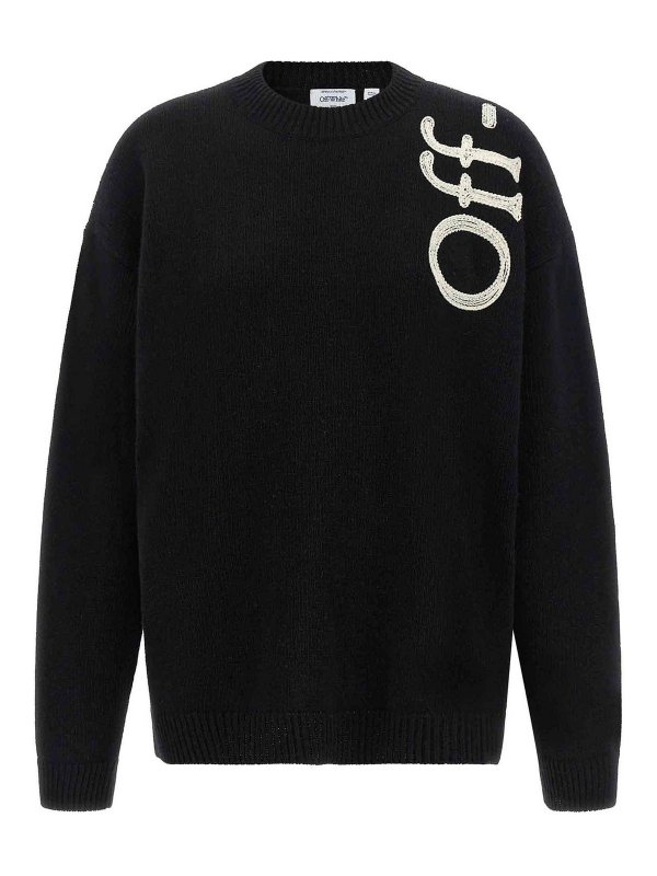 OFF-WHITE: Pull col rond - Pull Col Rond - Blanc