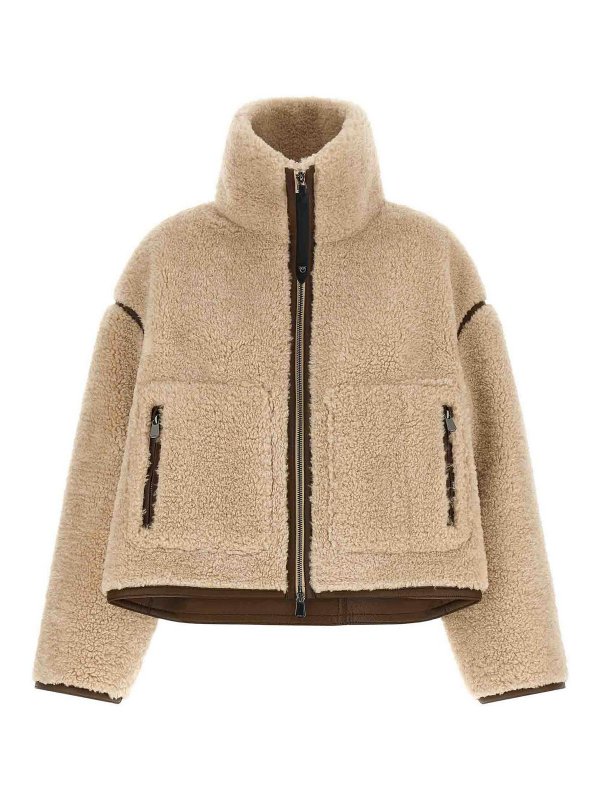 Pinko: Fur & Shearling Coats - Teddy cropped jacket