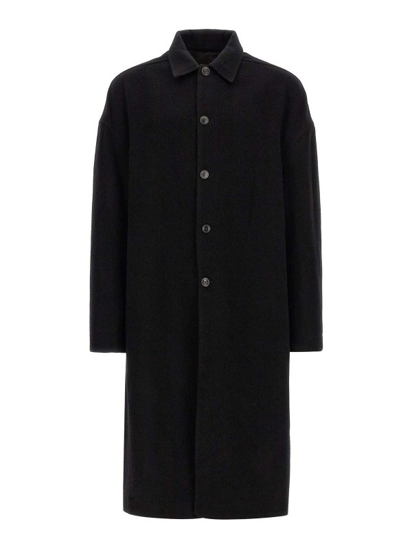 RICK OWENS: knee length coats - buttoned brad
