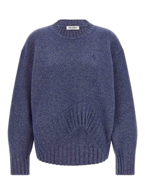 The Attico: Strickpullover mit Rundhalsausschnitt - Rundhalspullover - Blau