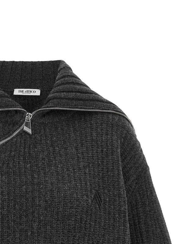 The Best Shops The Attico: Strickpullover mit Rundhalsausschnitt - Rundhalspullover - Grau