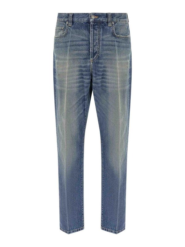 VERSACE: straight leg jeans - Distressed jeans